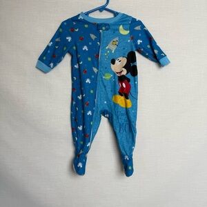 Disney Baby Mickey Mouse Fleece Footed Sleeper Pajamas – Space Print -Size 9M